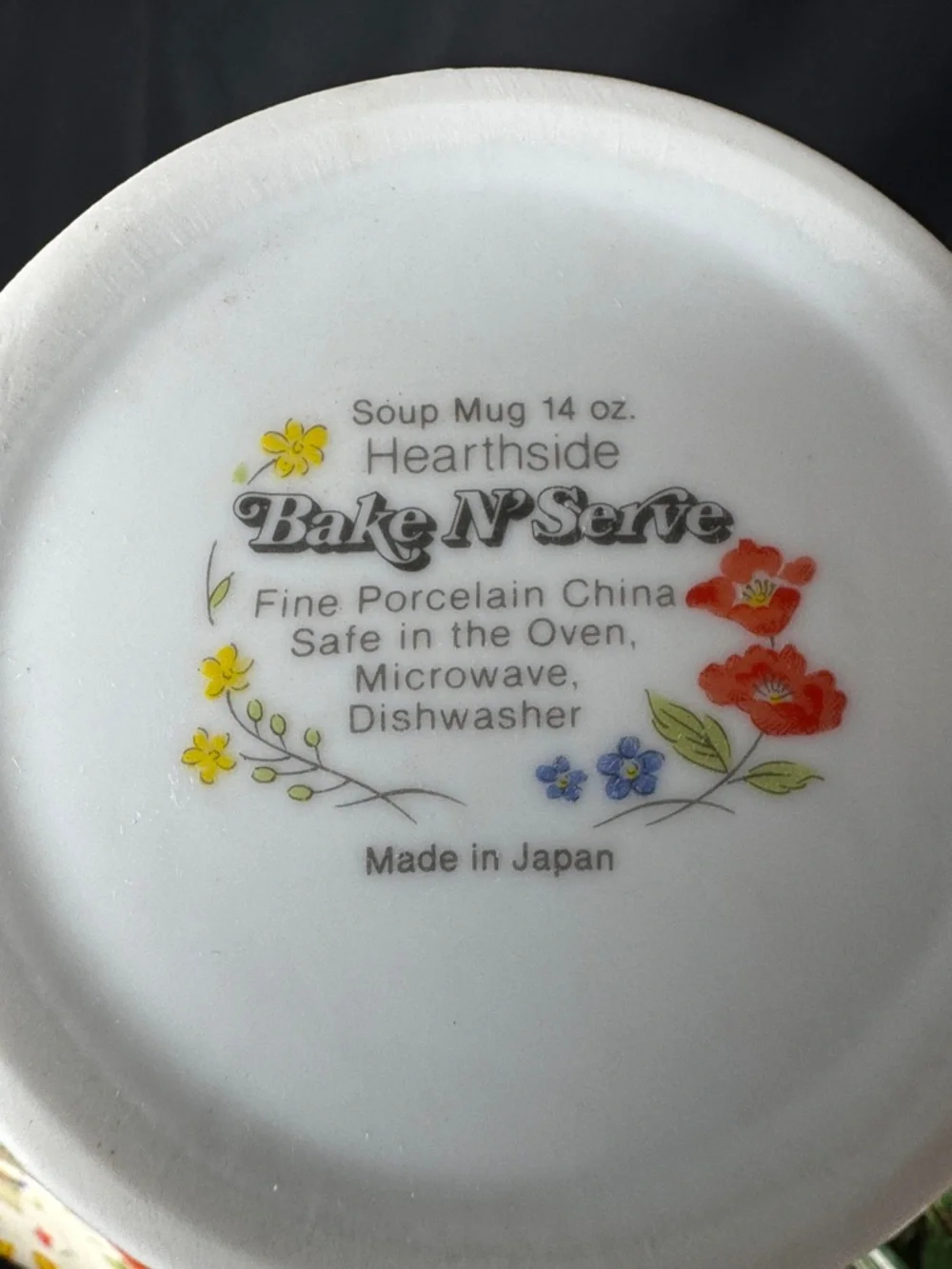 Set of 4 vintage Hearthside Bake N’ Serve Poppy Garden Floral 14oz soup mugs